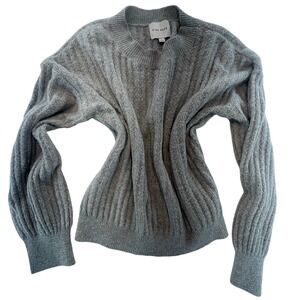 Pink Rose Women's Large Gray Ribbed Knit Sweater‎ Pullover Long Sleeve Casual